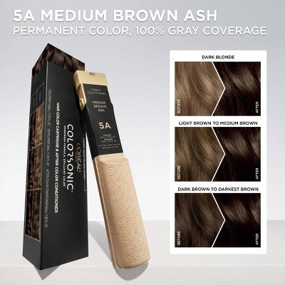 L'Oreal Paris Colorsonic Permanent Hair Color Cartridge  Medium Brown Ash 5A - Missing Box