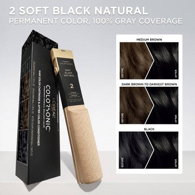 L'Oreal Paris Colorsonic Permanent Hair Color Cartridge Soft Black Natural 2 - Missing Box