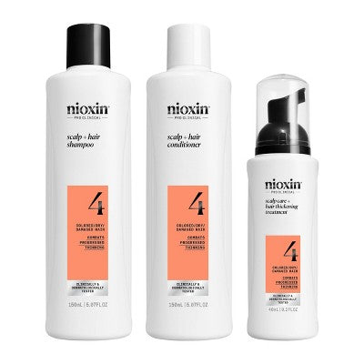 Nioxin System 4 Hair Thickening Colored & Damaged Hair Shampoo & Conditioner Kit 3ct - Imperfect Box