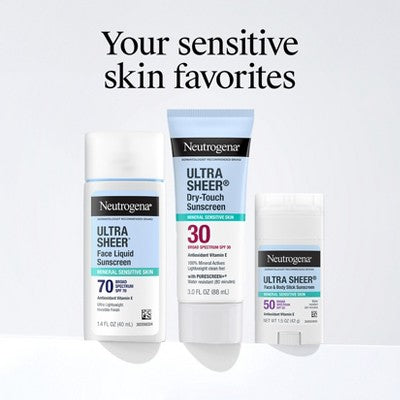 Neutrogena Mineral Ultra Sheer Face and Body Sunscreen Stick SPF 50 1.5oz - Imperfect Container