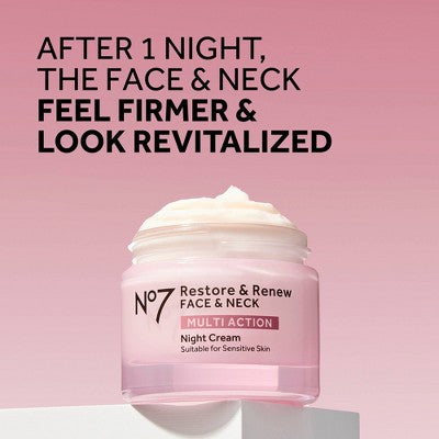 No7 Restore & Renew Multi Action Face & Neck Night Cream 1.69 fl oz - Imperfect Box