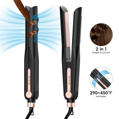 NICEBAY Airflow Styler, Titanium Hair Straightener & Curling Iron with Cooling Air Vents, 5 Temps, Dual Voltage & Auto Shutoff - Imperfect Box