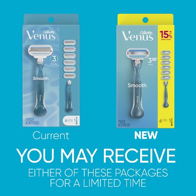 Venus Smooth Value Pack Razor Handle + 6 Blade Refills - Missing Box