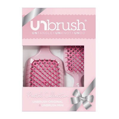 UNbrush Holiday Pastel Detangling Hair Brush Set 2pk Peony Light Pink - Imperfect Box