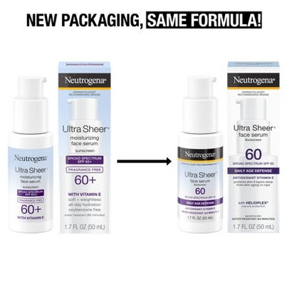 Neutrogena Ultra Sheer Moisturizing Face Sunscreen Serum SPF 60+ 1.7 fl oz - Imperfect Box