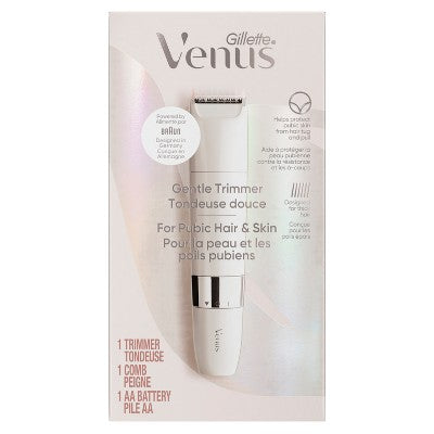Venus for Pubic Hair & Skin Gentle Trimmer + 1 Attachment Comb 2pk - Imperfect Box