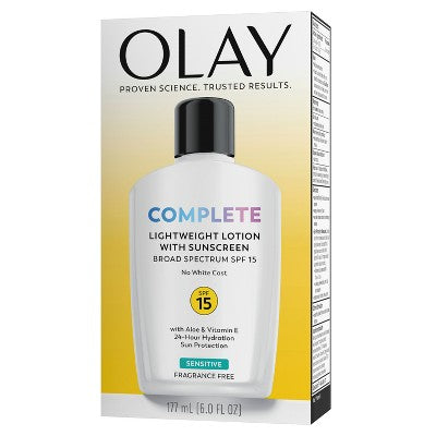 Olay Complete Face Lotion Moisturizer with Sunscreen Sensitive Skin SPF 15 6 fl oz - Imperfect Box