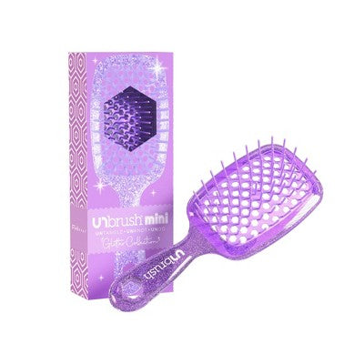 UNbrush Mini Glitter Detangling Hair Brush Amethyst Lavender - New