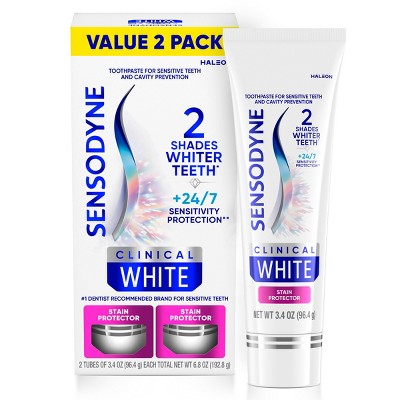 Sensodyne Clinical White Stain Protector Toothpaste 3.4oz/2pk - Imperfect Box