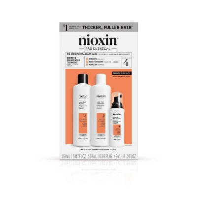 Nioxin System 4 Hair Thickening Colored & Damaged Hair Shampoo & Conditioner Kit 3ct - Imperfect Box