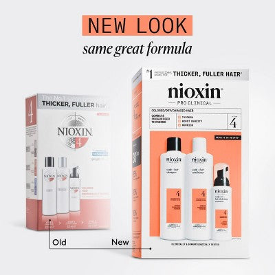 Nioxin System 4 Hair Thickening Colored & Damaged Hair Shampoo & Conditioner Kit 3ct - Imperfect Box