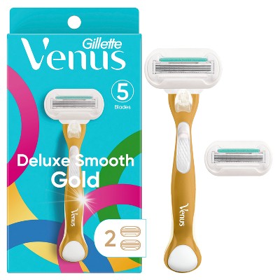 Venus Deluxe Smooth Gold Women's Razor Handle + 2 Blade Refills - Imperfect Box