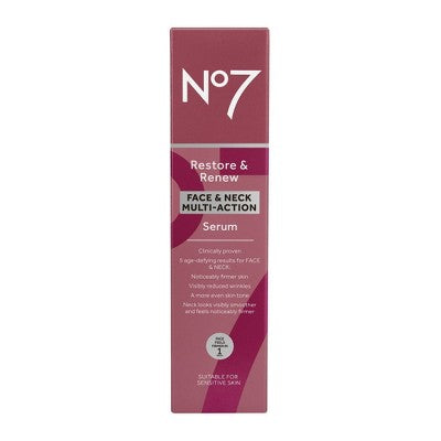 No7 Restore & Renew Multi Action Face & Neck Serum 1.69 fl oz - Imperfect Box
