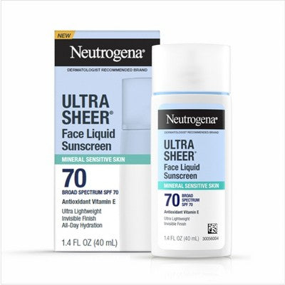 Neutrogena Ultra Sheer Mineral Face Liquid Sunscreen SPF 70 1.4 fl oz - Imperfect Box
