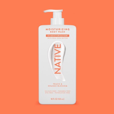 Native Moisturizing Shea Butter 24hr Hydration Body Wash Peach & Orange Blossom 18 fl oz - Imperfect Container